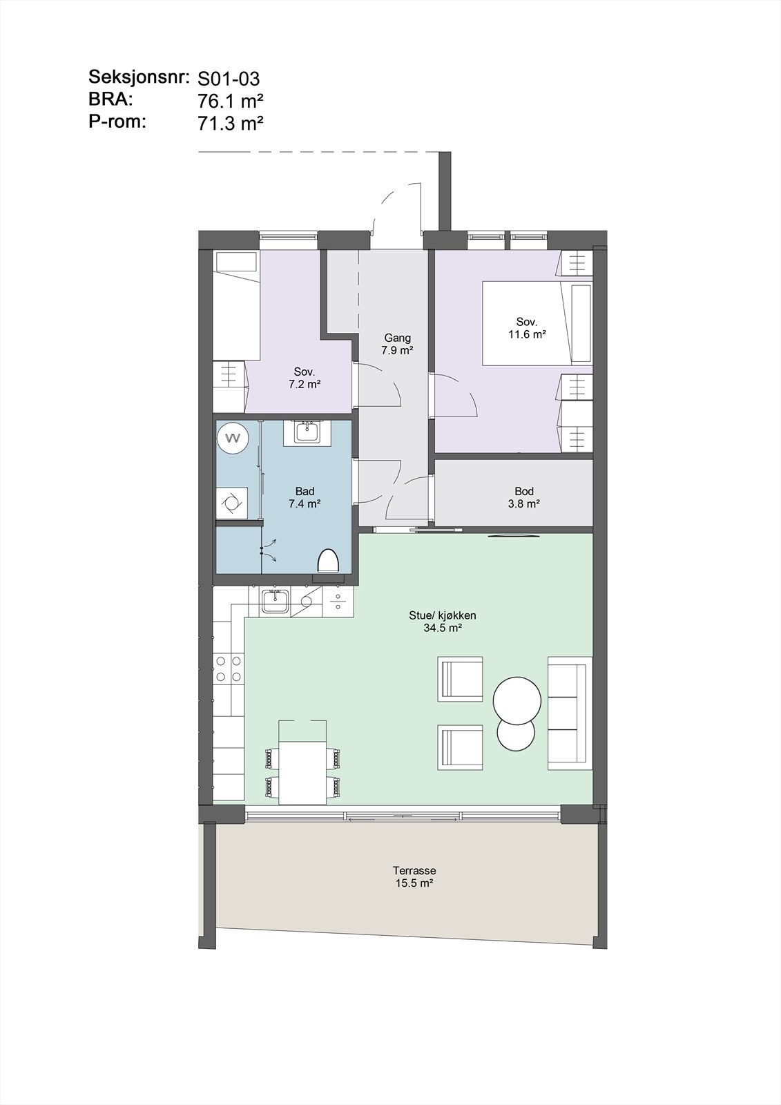 Plantegning S-03 (Illustrasjon -Avvik vil forekomme) Galleribilde