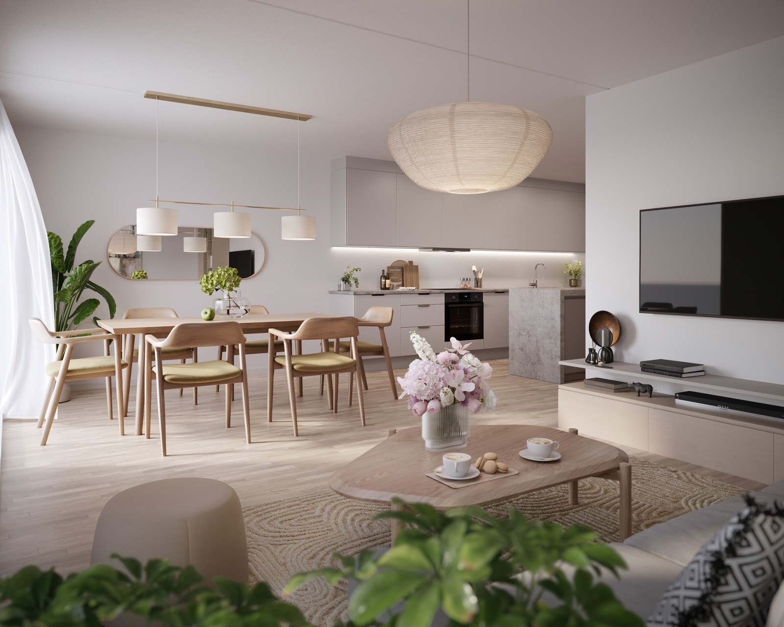 Vannbåren gulvvarme i kjøkken, stue, bad og gang. Galleribilde