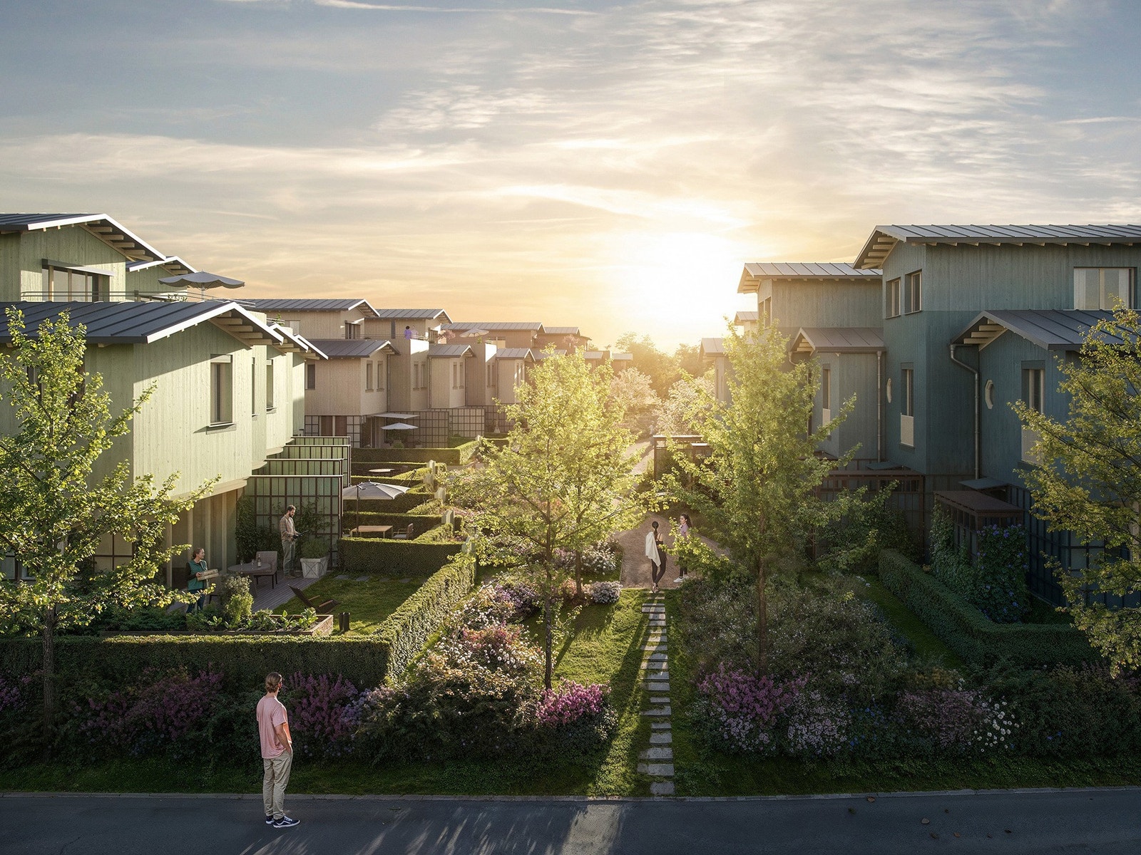 Boligprosjektet Ballerud Hageby vil bestå av 163 boliger, hvorav 91 er rekkehus og 72 er leiligheter. Galleribilde