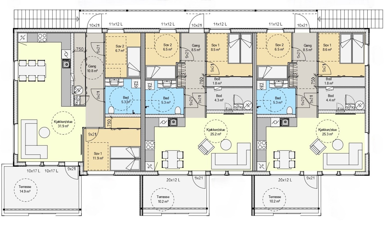 Planskisse 6-mannsbolig (Hus 2) Galleribilde