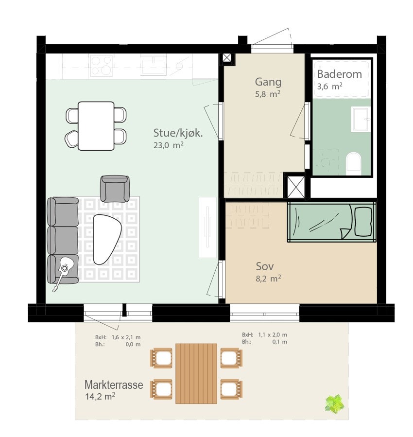 LEILIGHET I102 Galleribilde