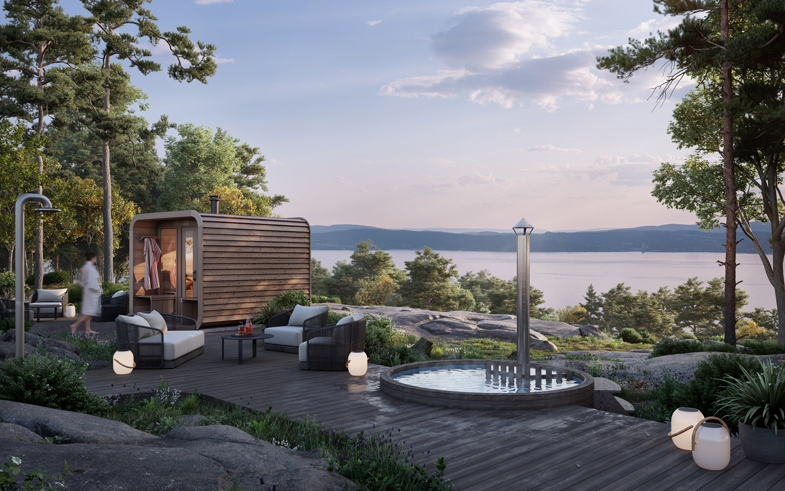 SVA får flotte fellesområder. Mot fjorden blir det badstue, stamp og utedusj, som alle kan bruke. Galleribilde