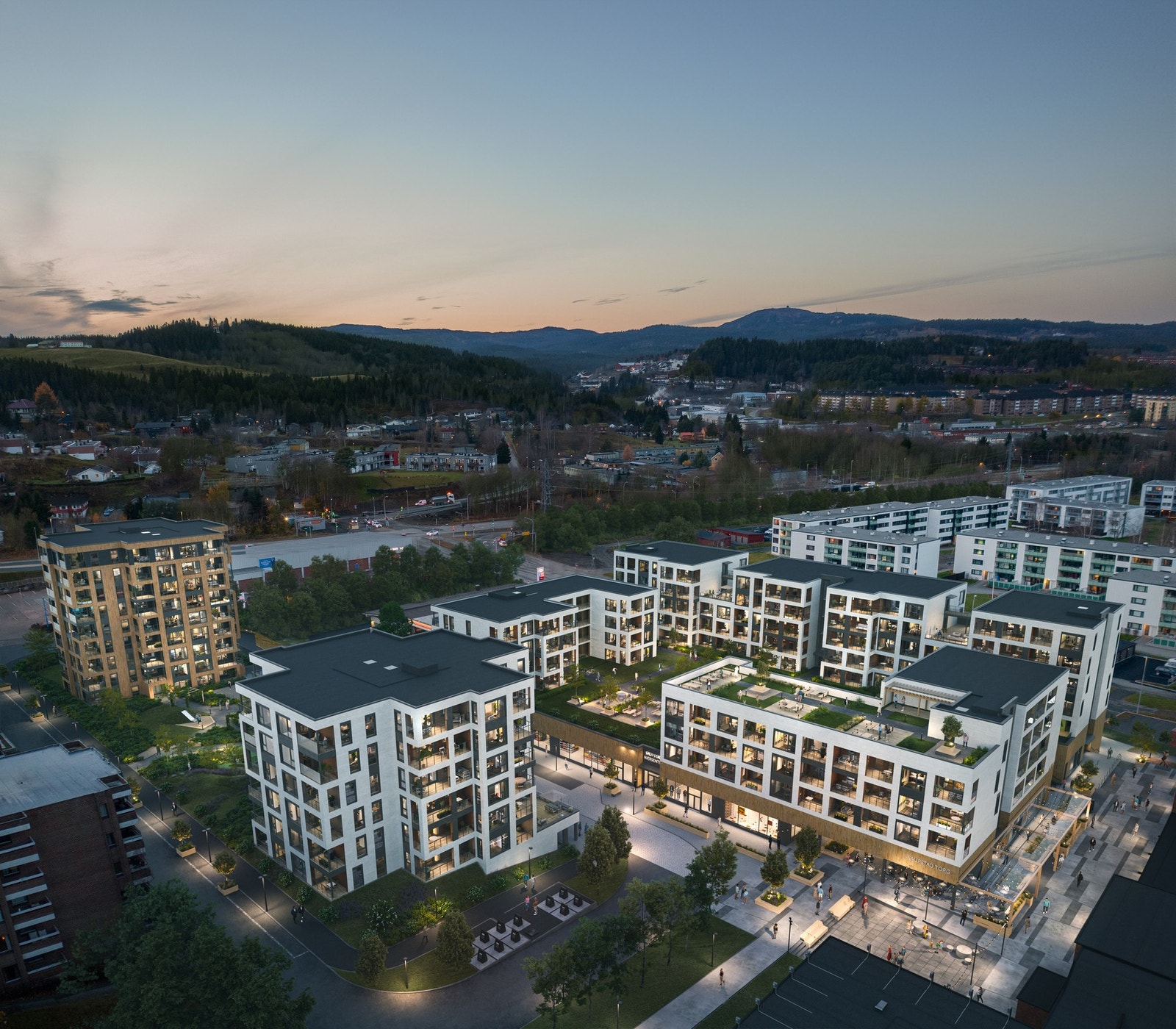 Velkommen til Saupstad Torg! Illustrasjon. Avvik vil forekomme. Galleribilde
