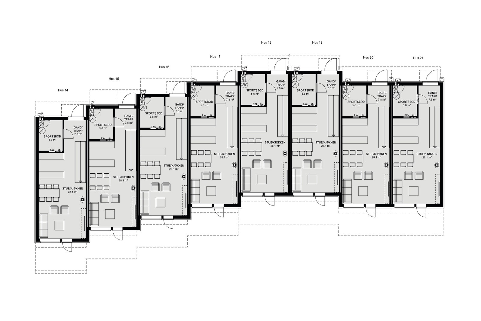 Planløsning 1. etasje Brustadsletta 7 a-f Galleribilde