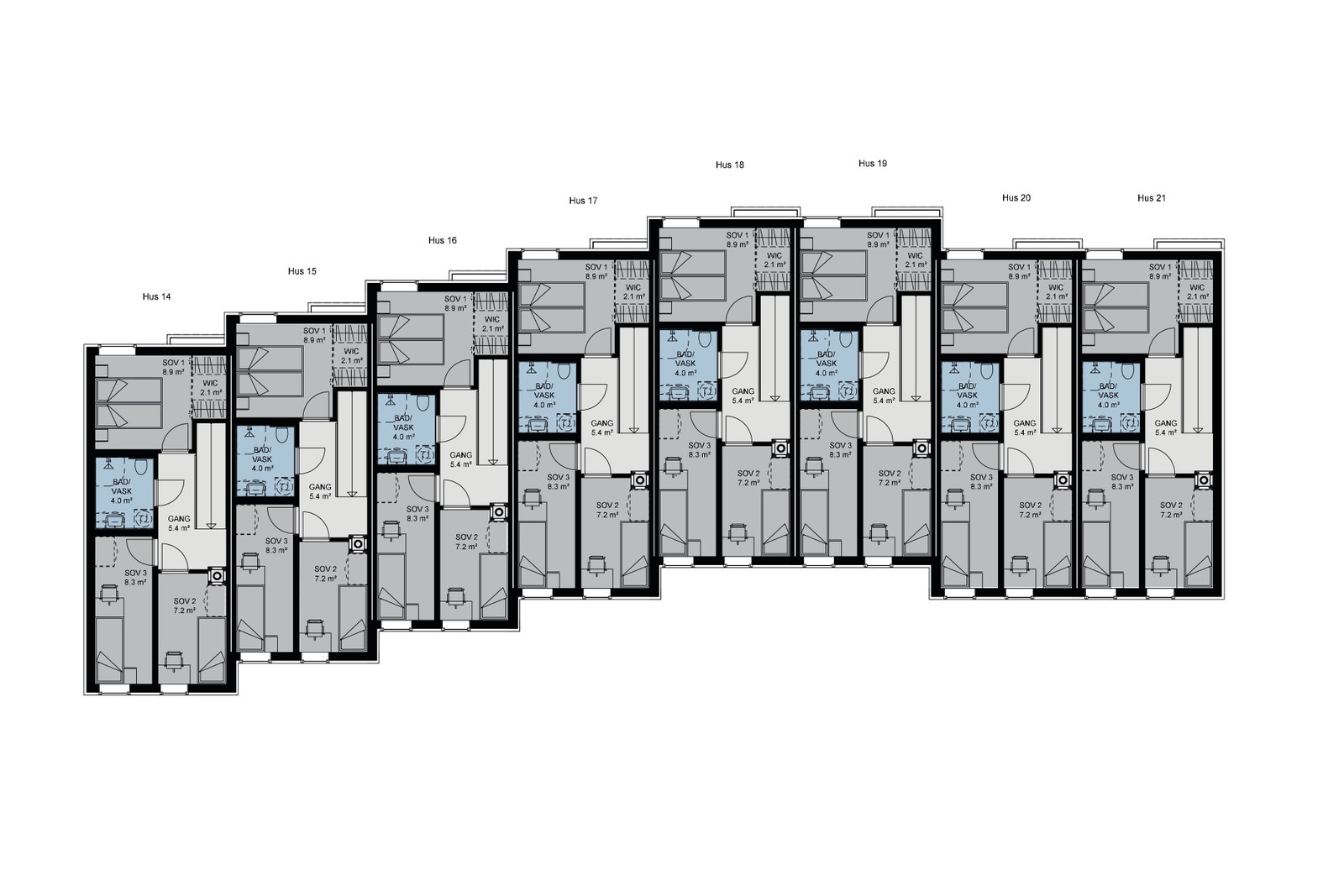 Planløsning 2. etasje Brusdasletta 7 a-f Galleribilde