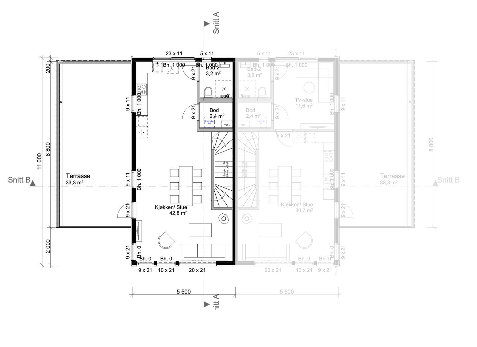 HUS 2 - Planløsning 2.etasje uten TV-stue/ soverom nr.4. Galleribilde