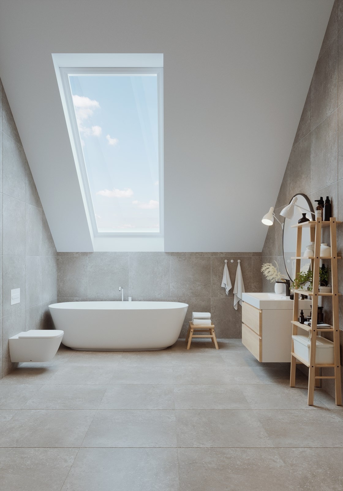 Boligene har godt med takvinduer noe som gjør denne etasjen lys og luftig. Illustrasjonsfoto av bad i 2 etg. Noe avvik vil forekomme. Galleribilde