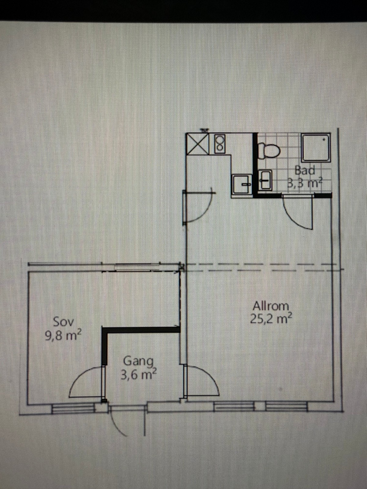 Plantegning 42,5 kvm Galleribilde
