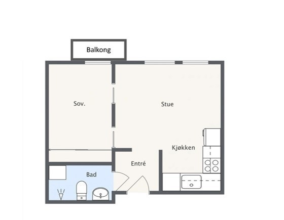 Justert areal skisse med balkongdør og skjermet balkong Galleribilde