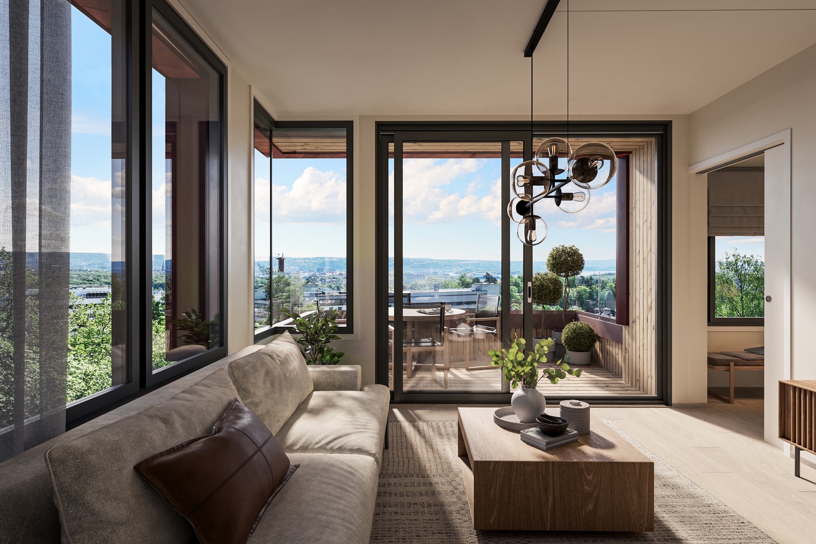 Store vinduer gir godt med lys og en god romfølelse Galleribilde