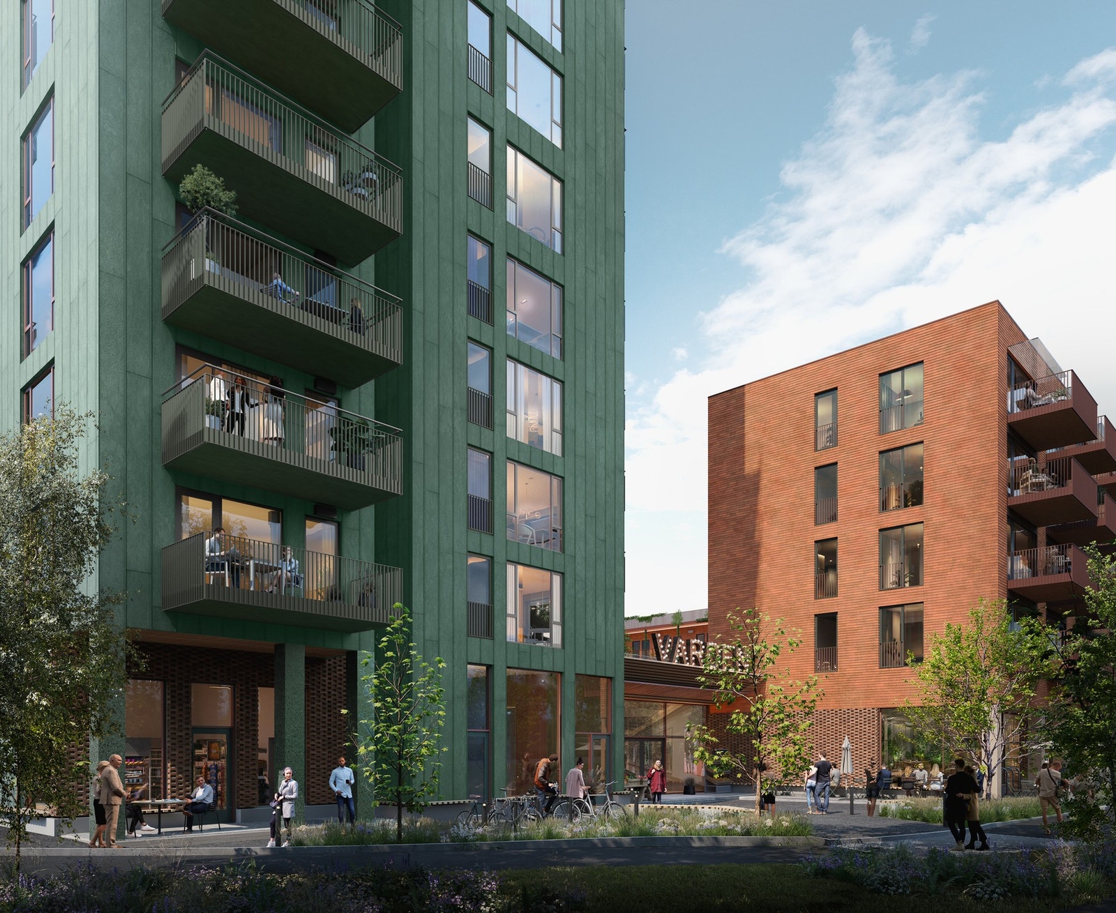 Her kan du på toppen av Hallsets nye nærsenter, med alt du trenger en heistur unna! Illustrasjon, avvik vil forekomme. Galleribilde