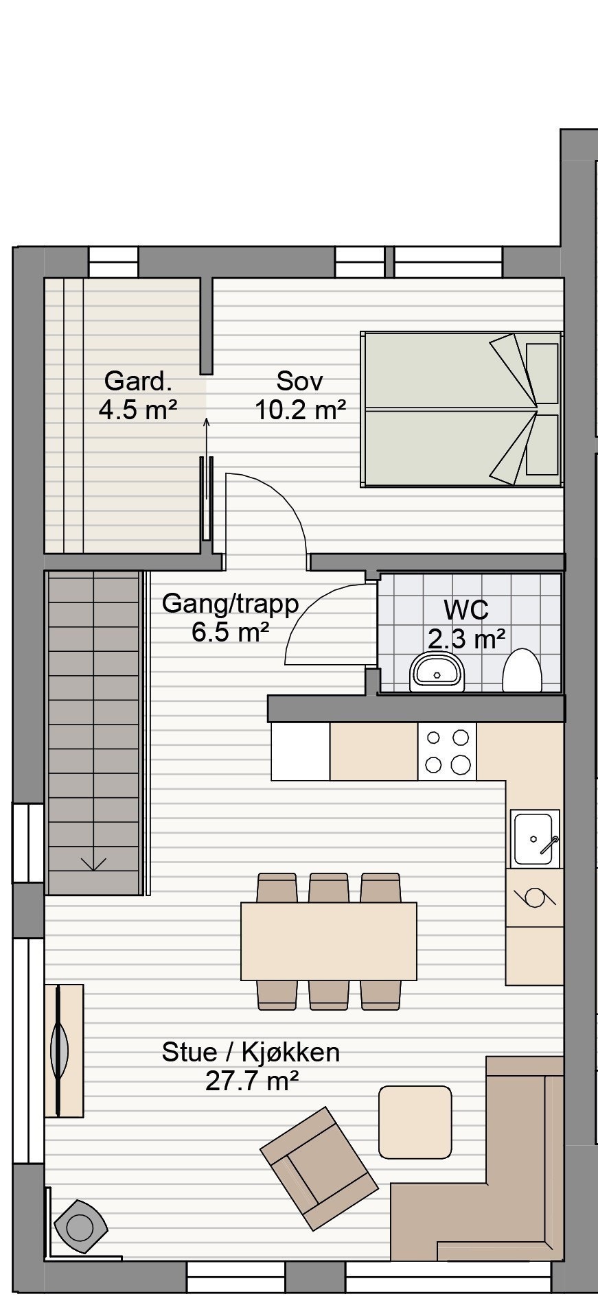 Plantegning første etasje - alternativ 1. Galleribilde