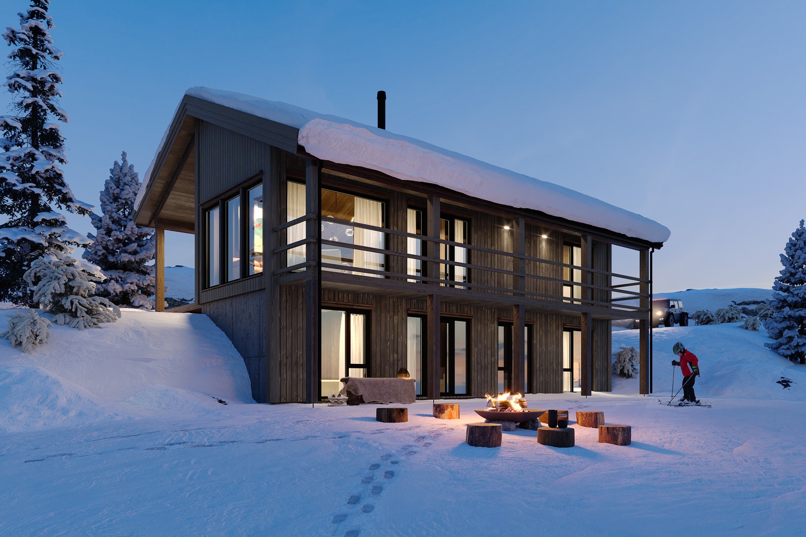 Illuastasjon tomt 3. 4 soverom + alkove, 2 stuer, 2 bad, romslig entré og skistall med utvendig og innvendig adkomst. Galleribilde