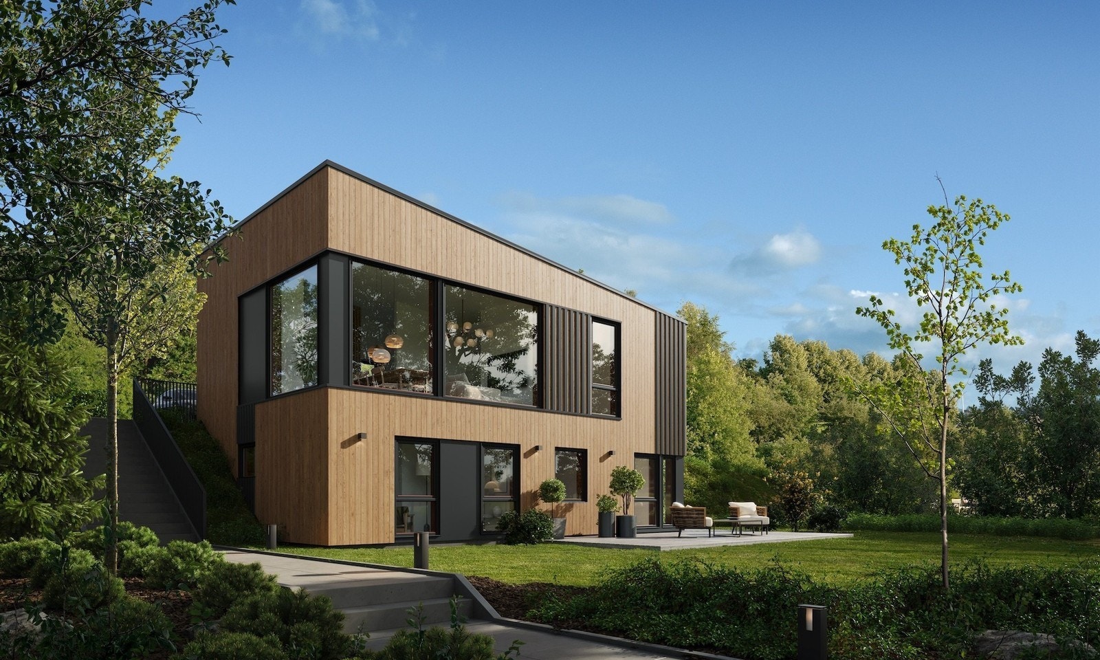 "Kongsvik" er brukarvenleg, arealeffektiv, og legg vekt på gode gangsoner, romkjensle, lys og utsikt. Illustrasjon. Galleribilde