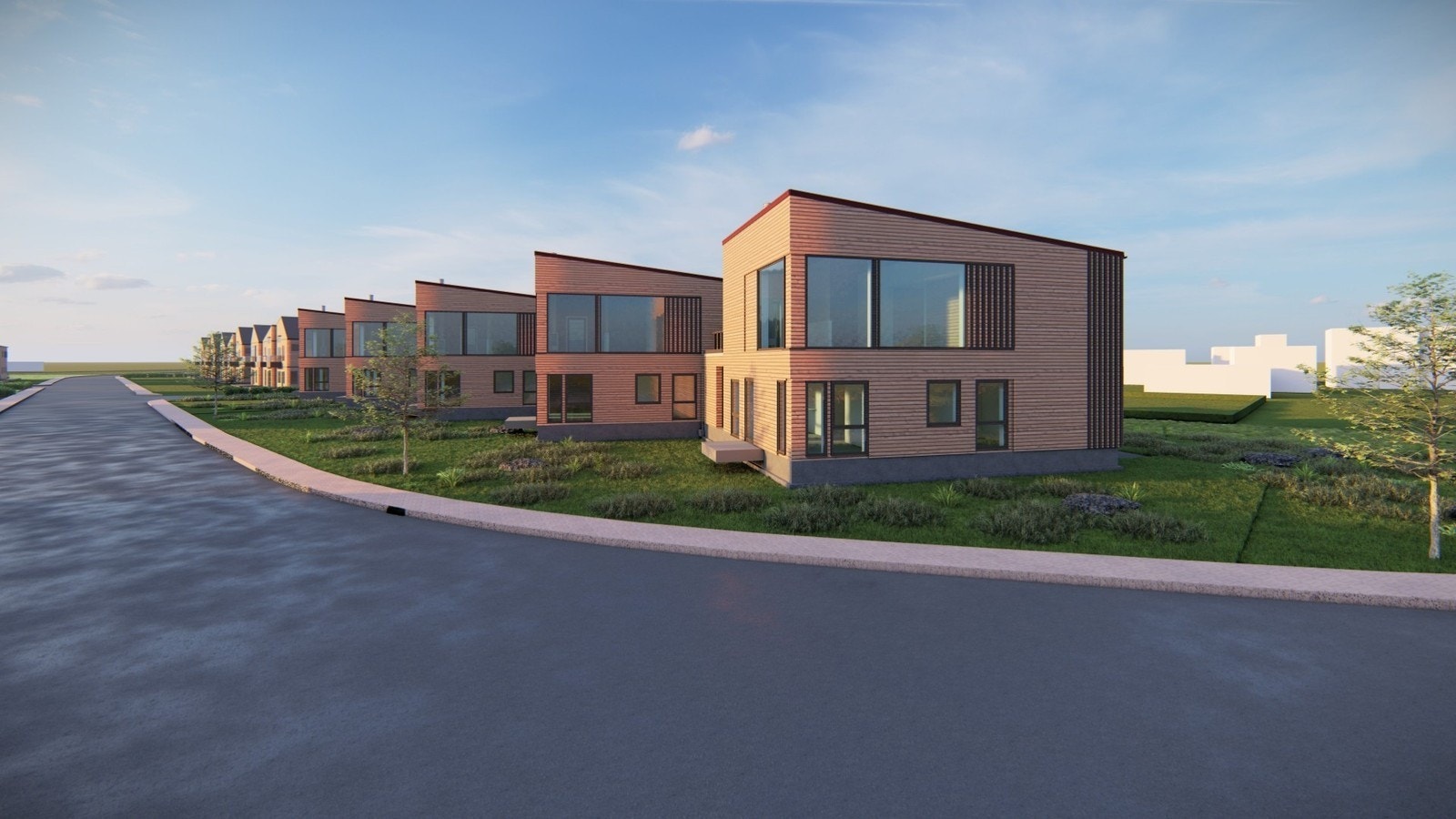 Glasfelt og store vindauge gir både utsikt og romkjensle. Illustrasjon. Galleribilde