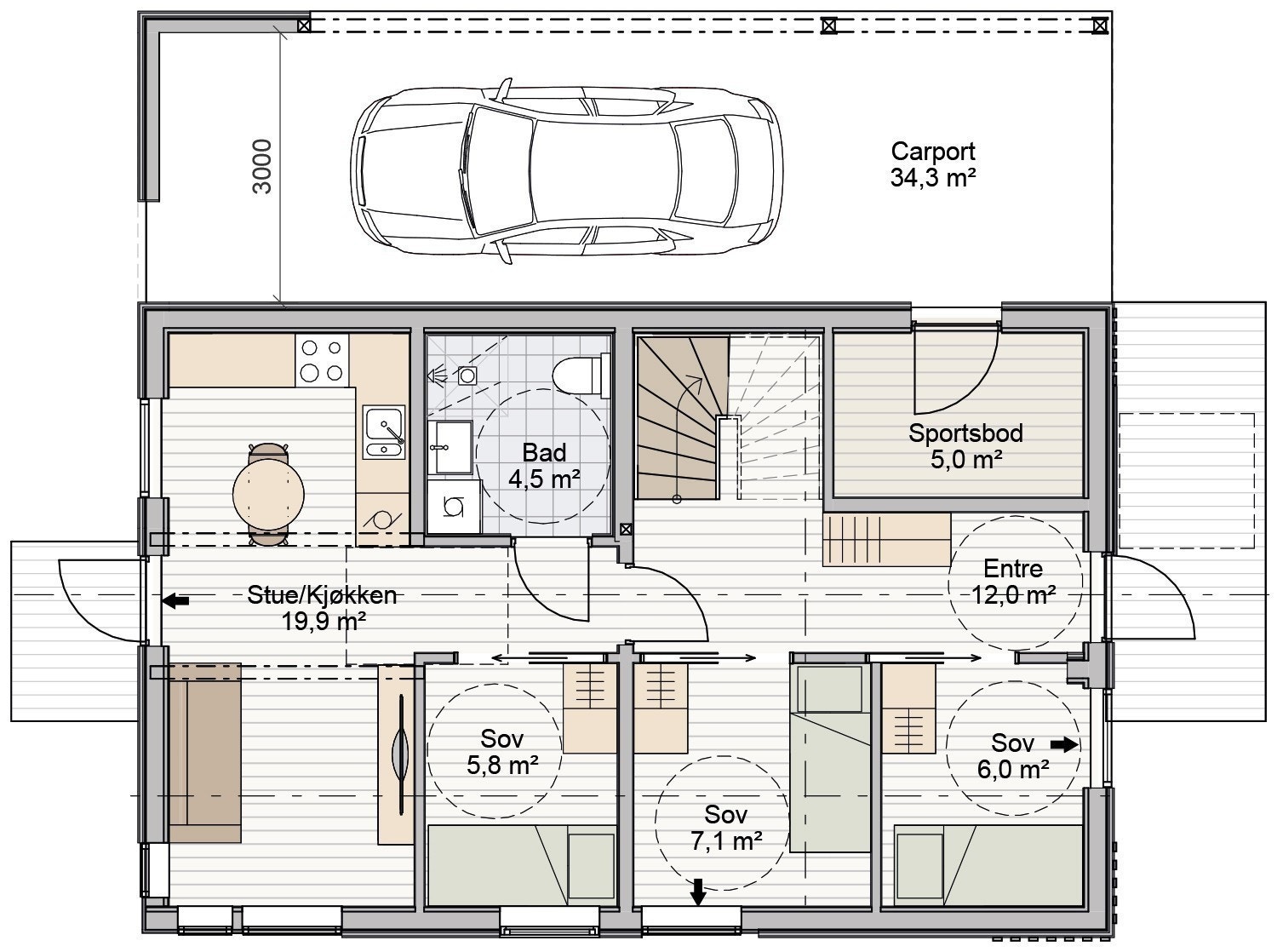 Plantegning andre etasje. Galleribilde