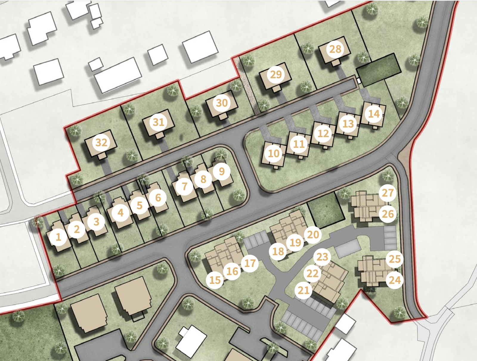 Oversiktsbilete av Brekkane Bustadfelt. Galleribilde