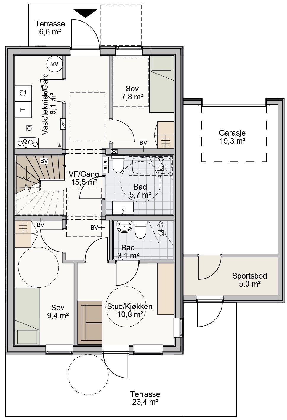 Plantegning andre etasje. Galleribilde