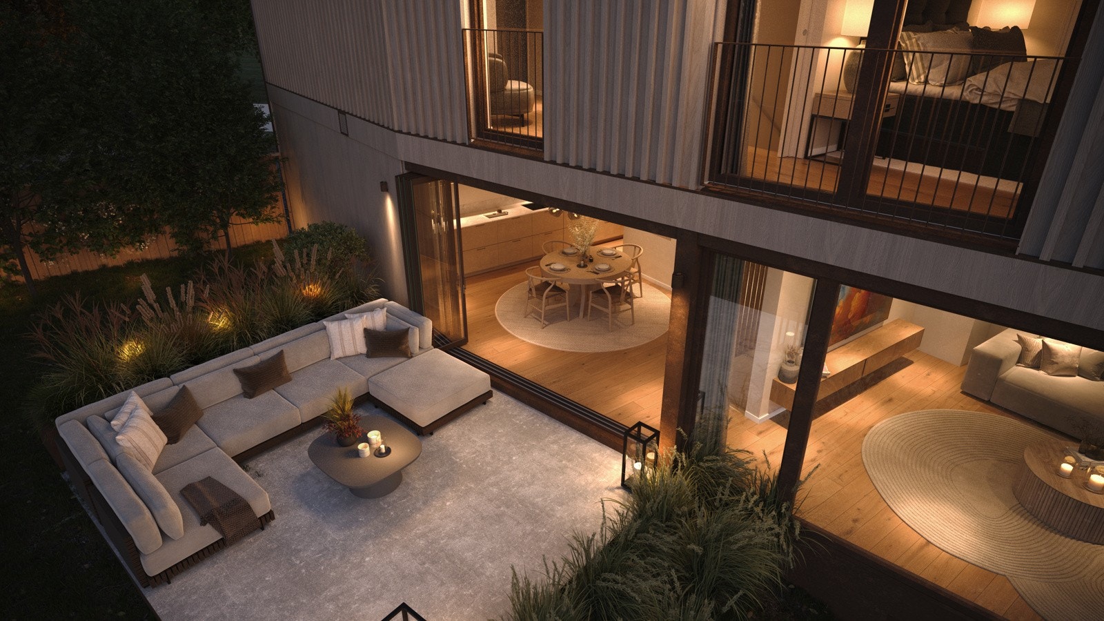 4 nye boliger under oppføring tegnet av R21 Arkitketer. Se video . Illustrasjon - avvik vil forekomme. Galleribilde