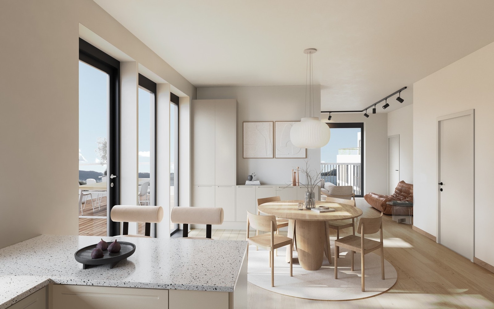 Leiligheten kommer med store vindusflater og en gjennomgående høy standard. Leiligheten leveres med flotte material- og fargevalg. Illustrasjon av annen leilighet, avvik vil forekomme. Galleribilde