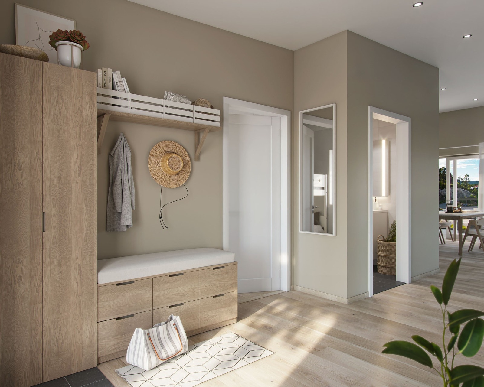 Entré gir et godt førsteinntrykk av leiligheten. Inngangssone med gulvvarme og flislagt gulv. Galleribilde