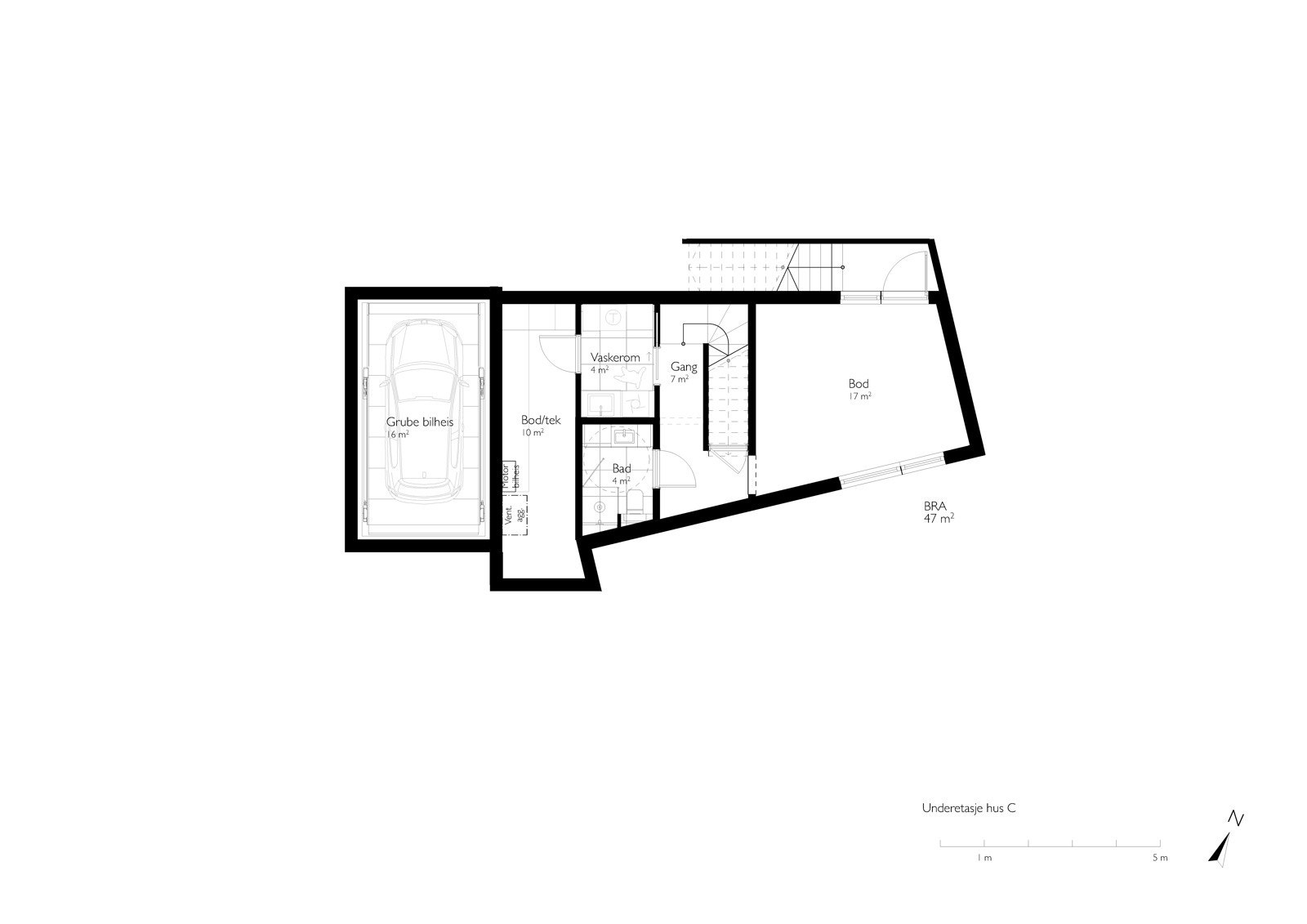 Plantegning Dalsveien 43G - U. etasje. Galleribilde
