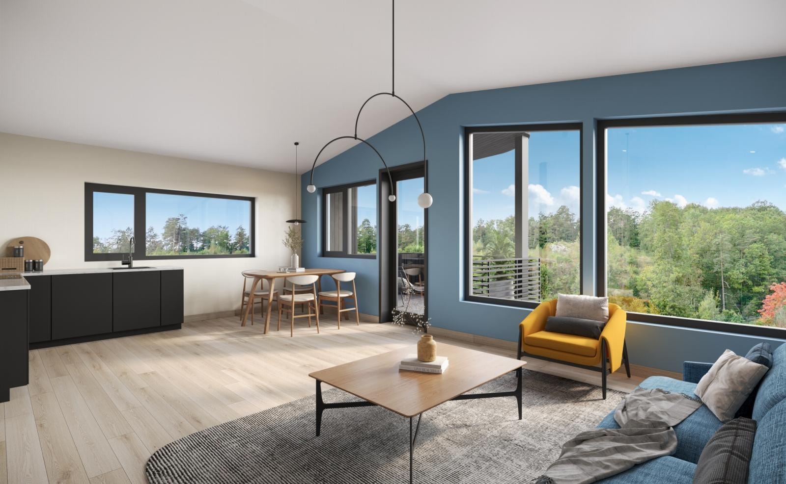 Leilighetene leveres med takhøyde på 240-290 cm i 2.etg og 260cm i 1.etg Galleribilde