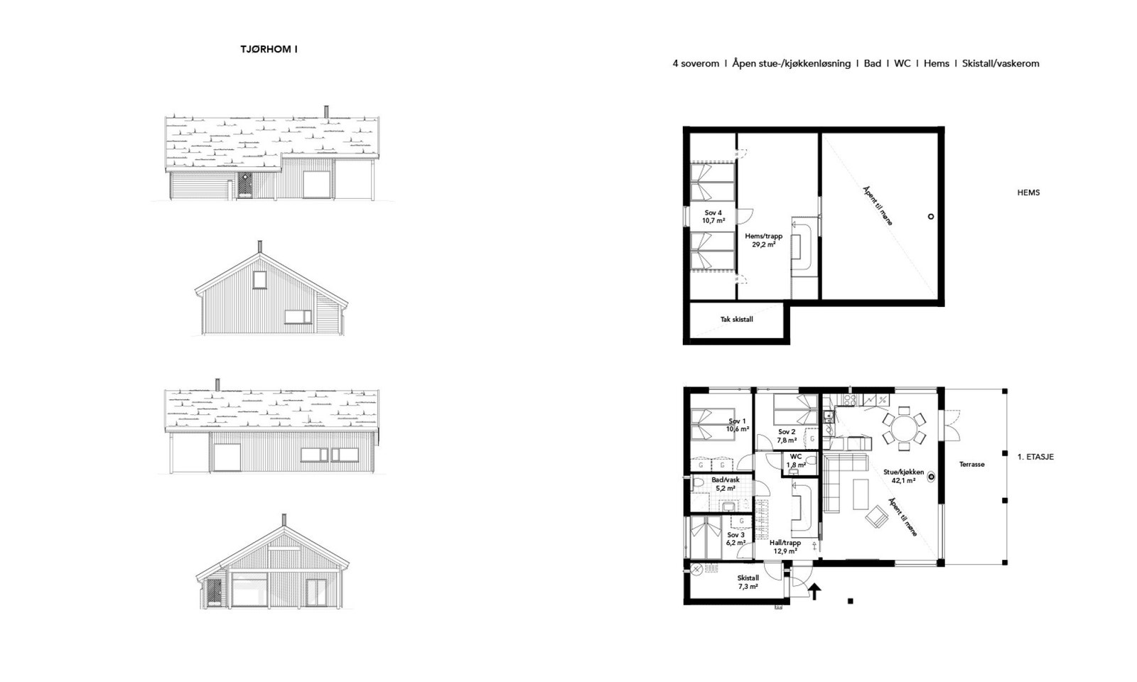Plantegning hyttemodell Tjørhom, bygges på tomt 14 og 15. Galleribilde