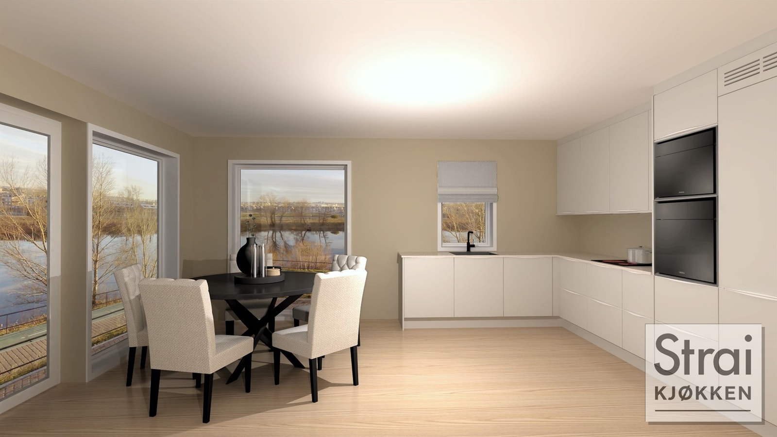 Illustrasjonsbilde fra kjøkkenleverandør. Kjøkken til hus 6. Bildet viser kun kjøkkenleveransen i prosjektet. Galleribilde