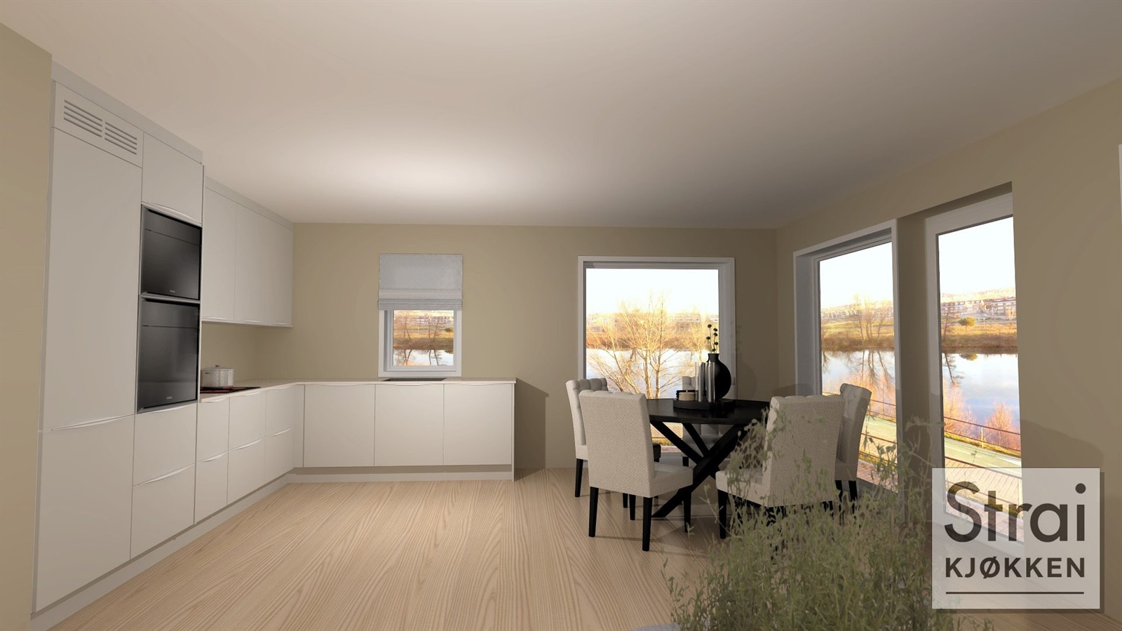 Illustrasjonsbilde fra kjøkkenleverandør. Kjøkken til hus 8. Bildet viser kun kjøkkenleveransen i prosjektet. Galleribilde