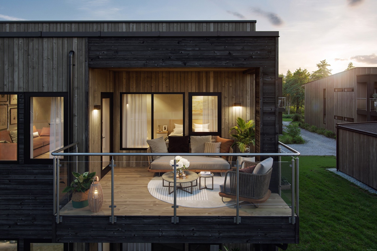 Romslige leiligheter i firemannsbolig i det veletablerte boligområdet, Årnset, like ved Rissa sentrum. Galleribilde