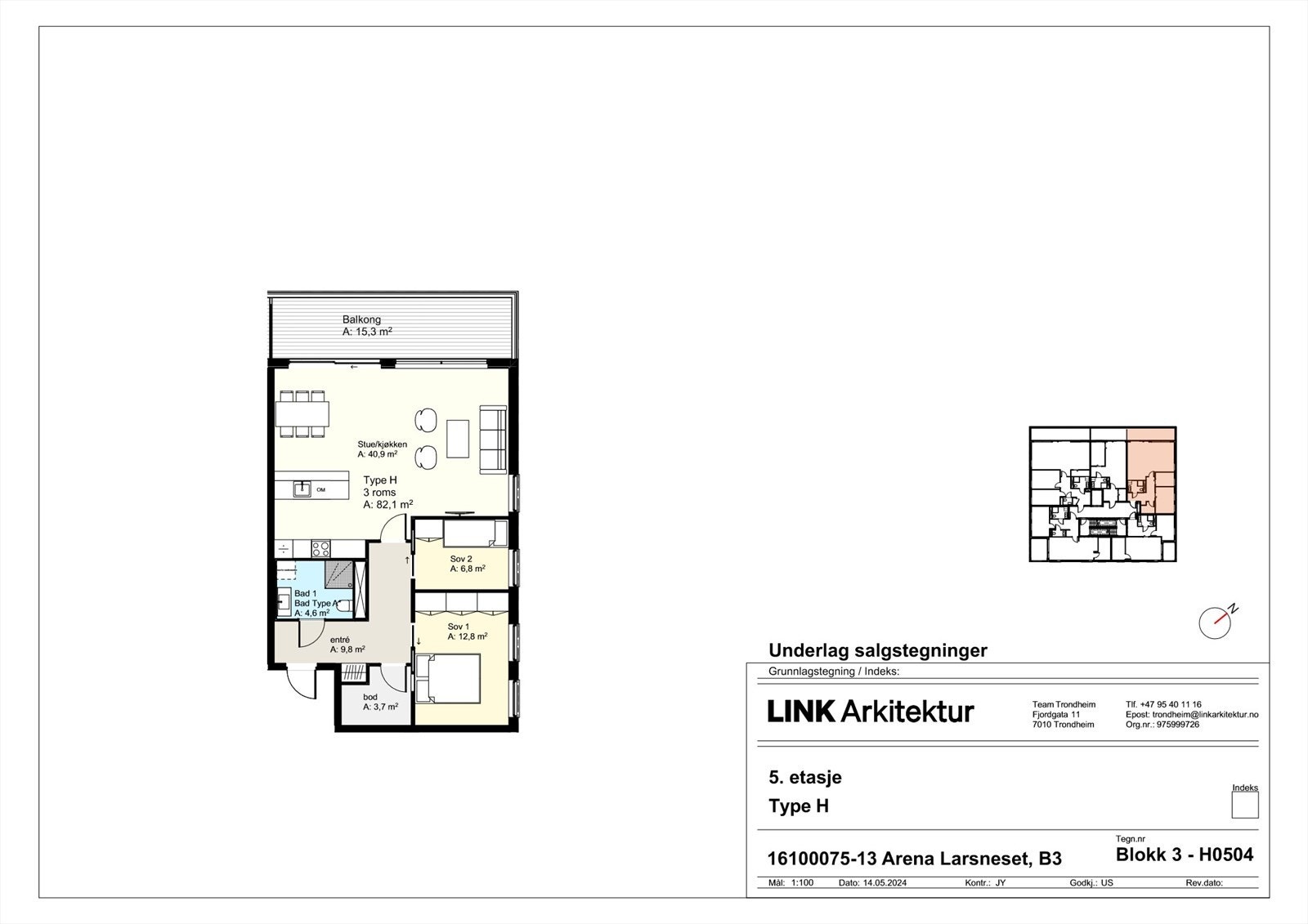 Blokk 3 - H0504 Type H1 - plantegning Galleribilde