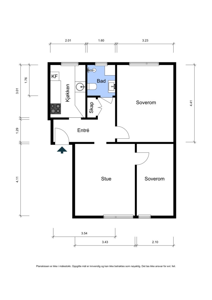 Plantegning. I tillegg medfølger det bod i kjeller og på loft. Galleribilde
