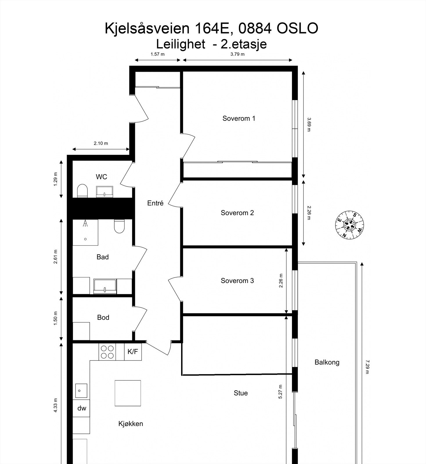 Alternativ planskisse ved etablering av ekstra soverom. Galleribilde