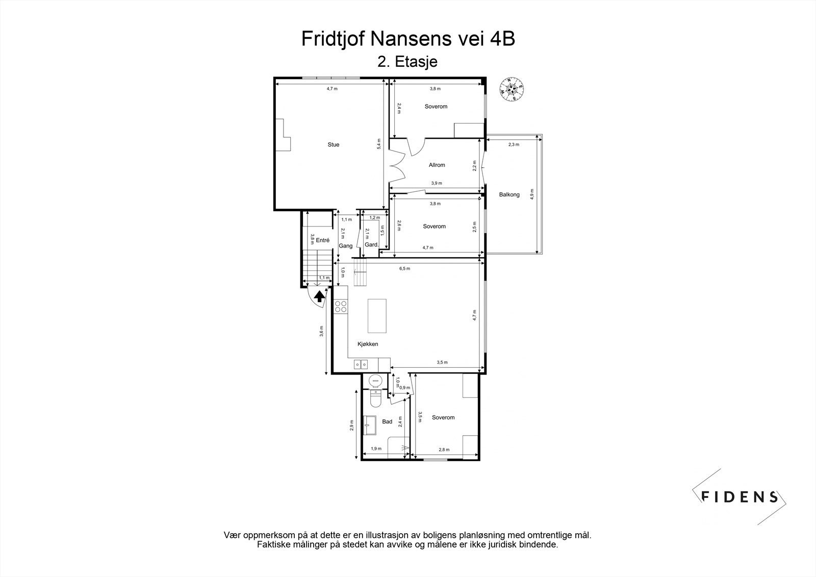 Leiligheten ligger i toppetasjen og har en god planløsning. Galleribilde