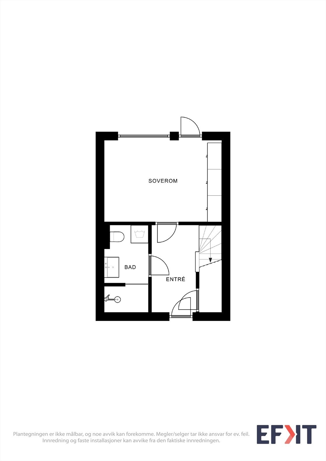 Vi beveger oss ned i boligens første etasje. Internt ligger leiligheten i andre- og tredje etasje. Galleribilde