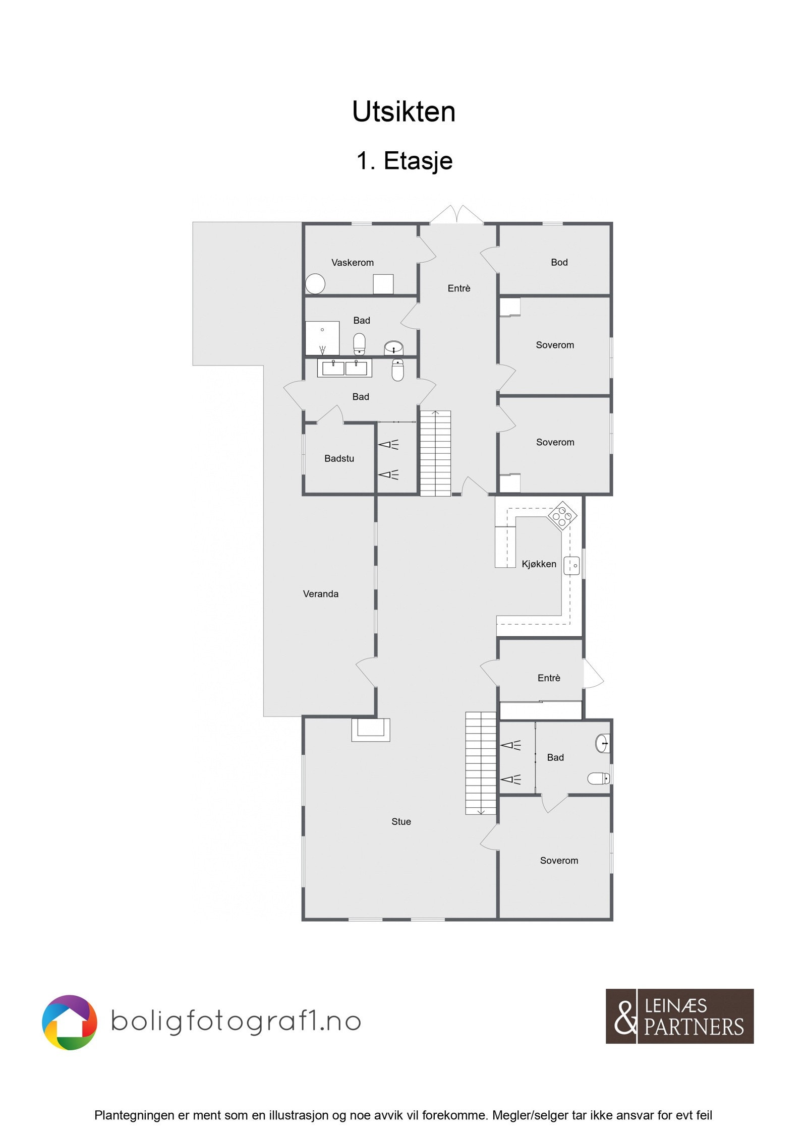 Plantegning 1. etasje Galleribilde