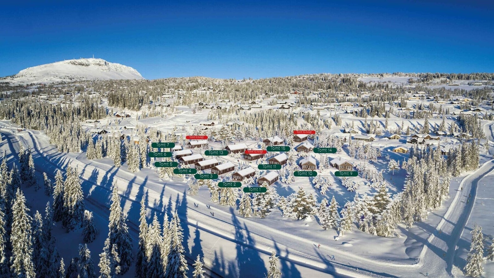 Oversikt over de tomtene som er ledige pr 1 november 2024. Galleribilde