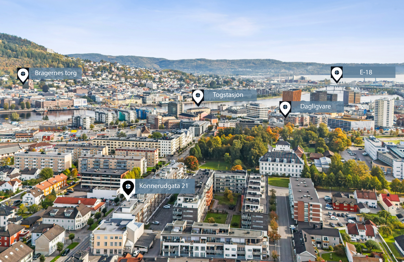 Sentral og attraktiv beliggenhet i Nybyen på Strømsø som er i en meget positiv utvikling med nye leiligheter, forbedring av trafikkløsninger og for øvrig positive planer for bydelen Galleribilde