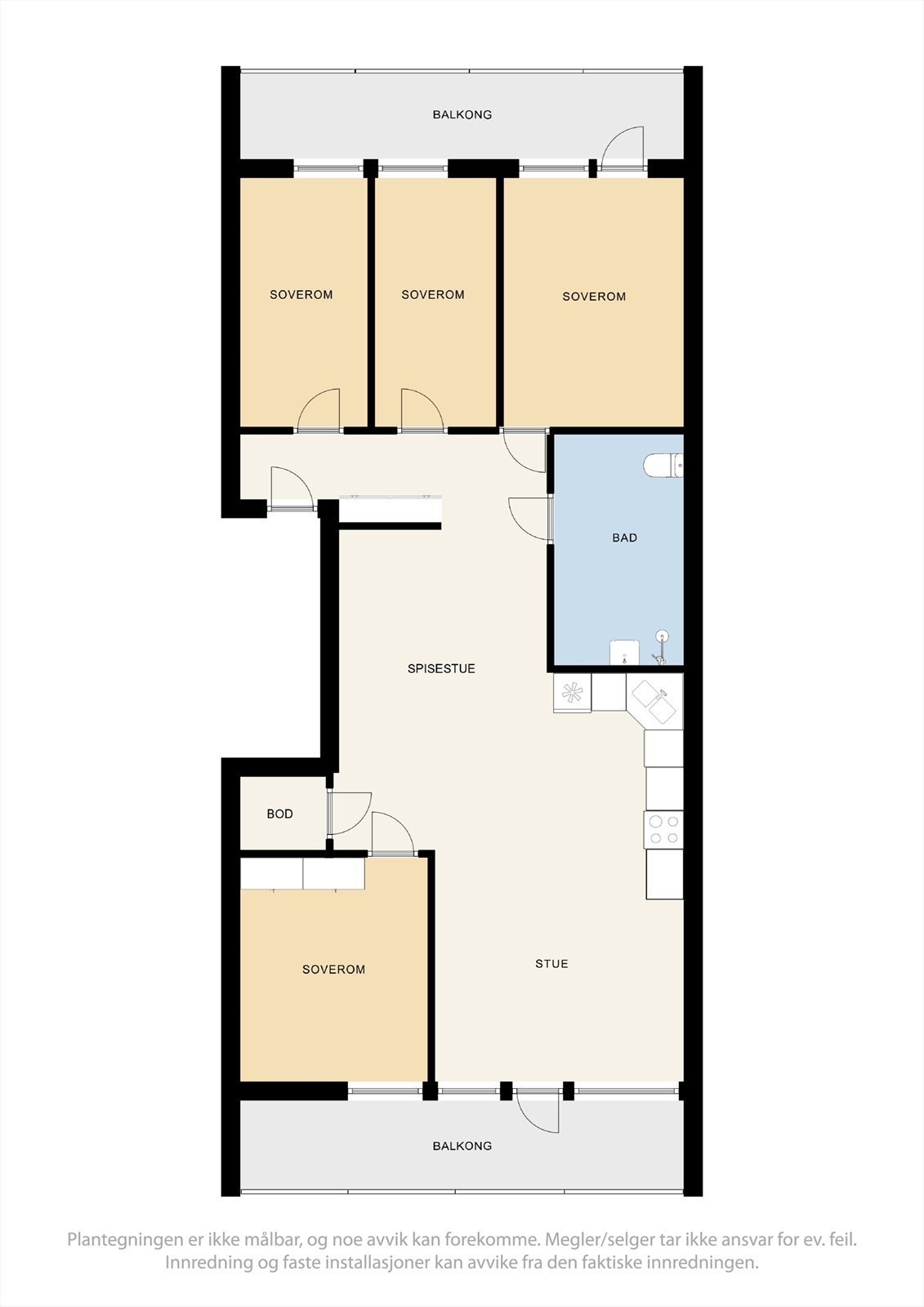 Alternativ plantegning. Enkelte naboer har flyttet kjøkkenet inn i stuen (Det leveres ingen garanti for at dette lar seg gjøre på denne leiligheten) Galleribilde