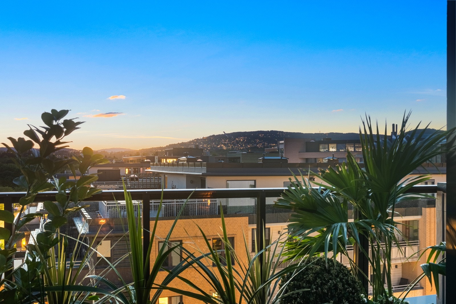 Upåklagelig utsikt over deler av Oslo fra sydvestvendt terrasse Galleribilde