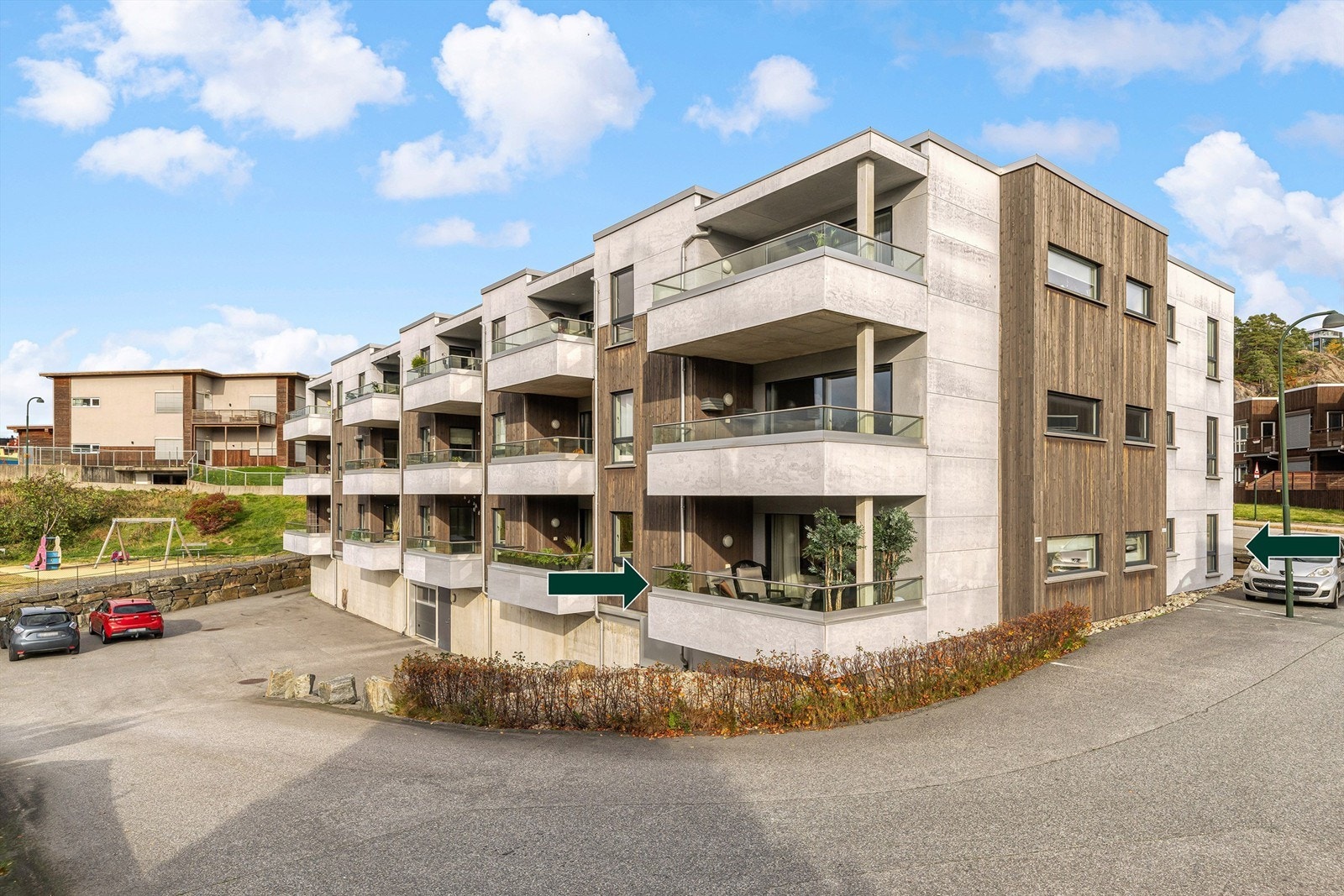 Boligen har en fin plassering på hjørnet av bygget. Galleribilde