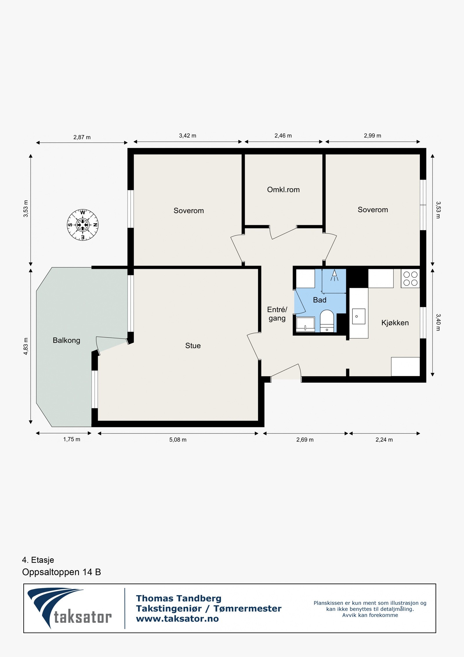 Plantegning - Leiligheten disponerer en bod i kjeller på ca. 6 m². Galleribilde