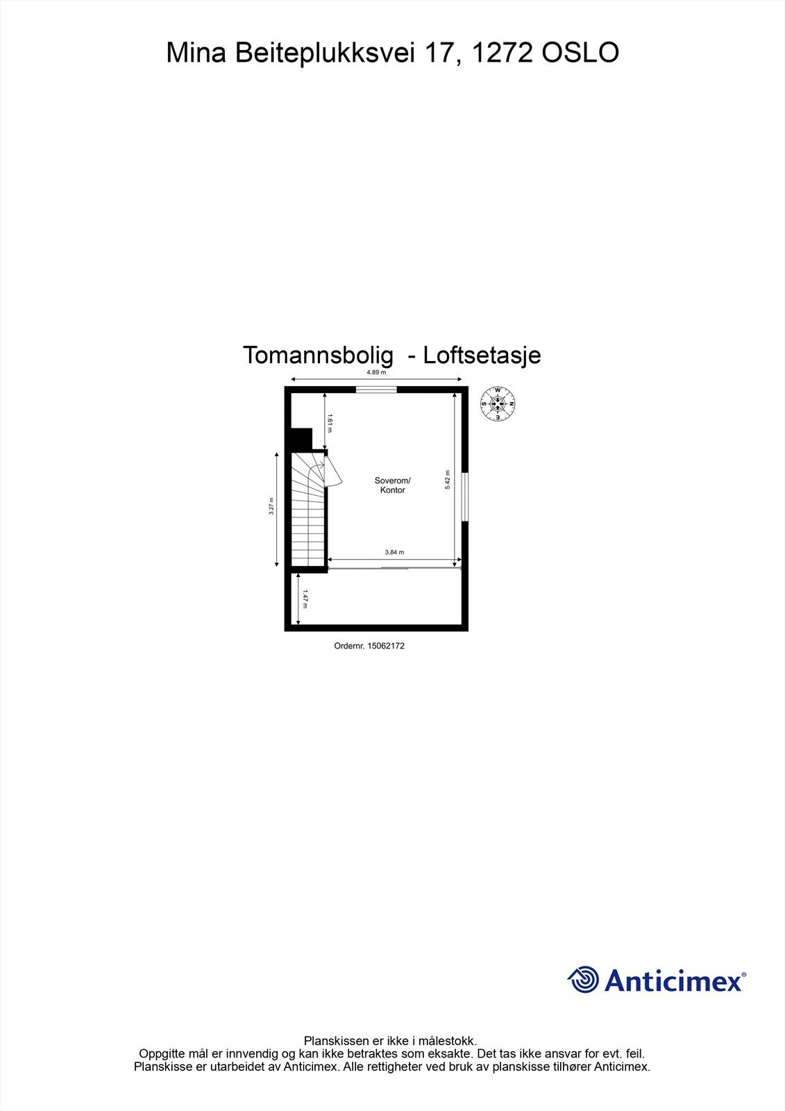 Plantegning - Loft. Galleribilde
