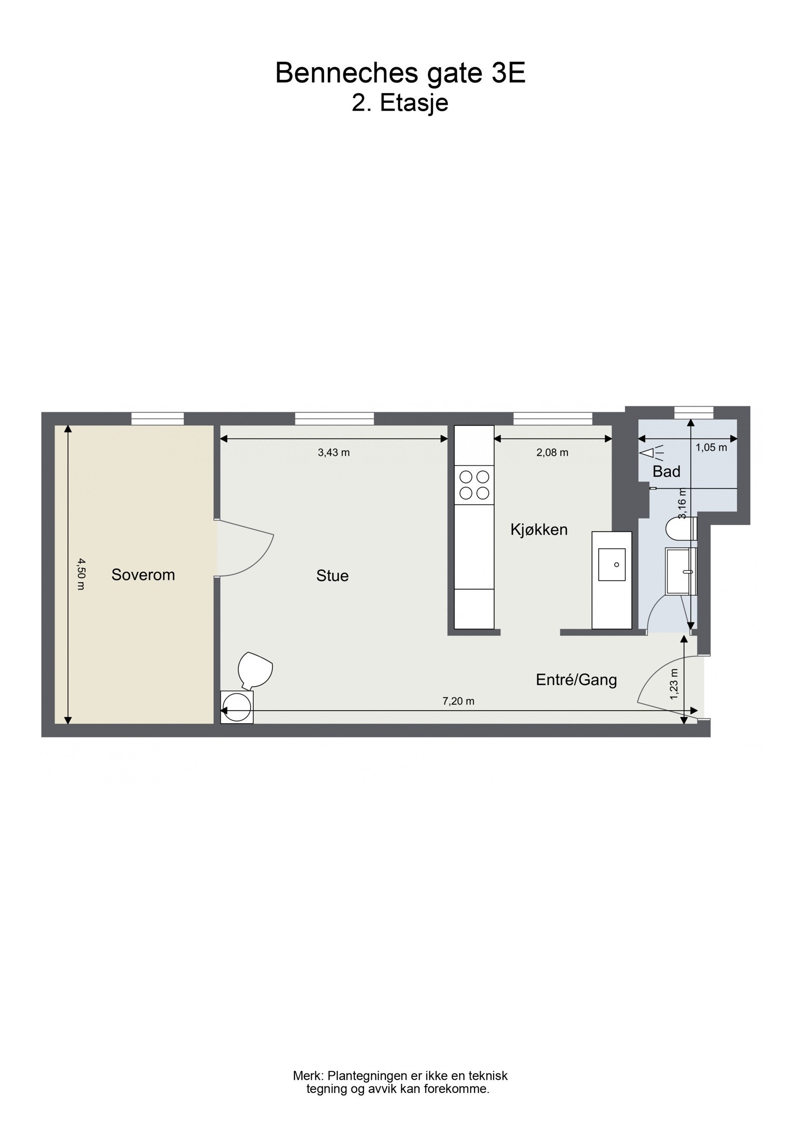 Plantegning med mål. Galleribilde