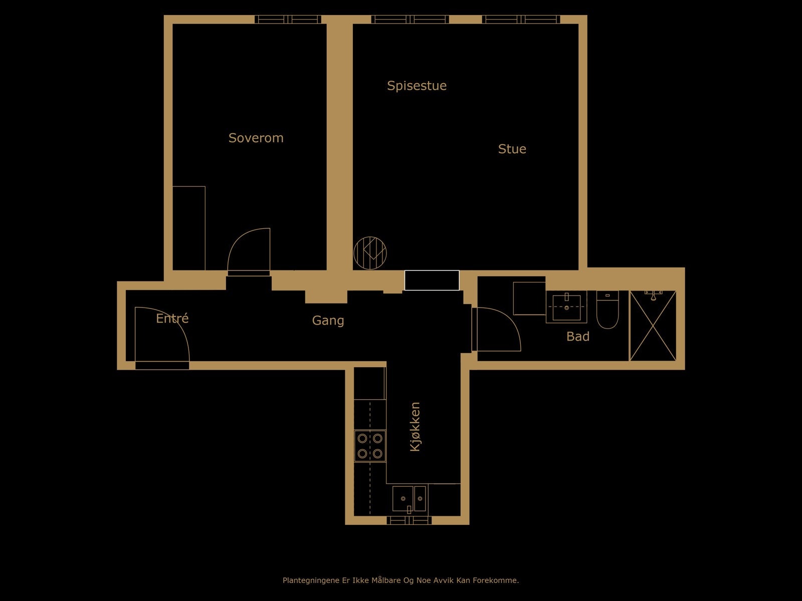 Dagens planløsning. Skisse ikke målbar - avvik kan forekomme. Galleribilde