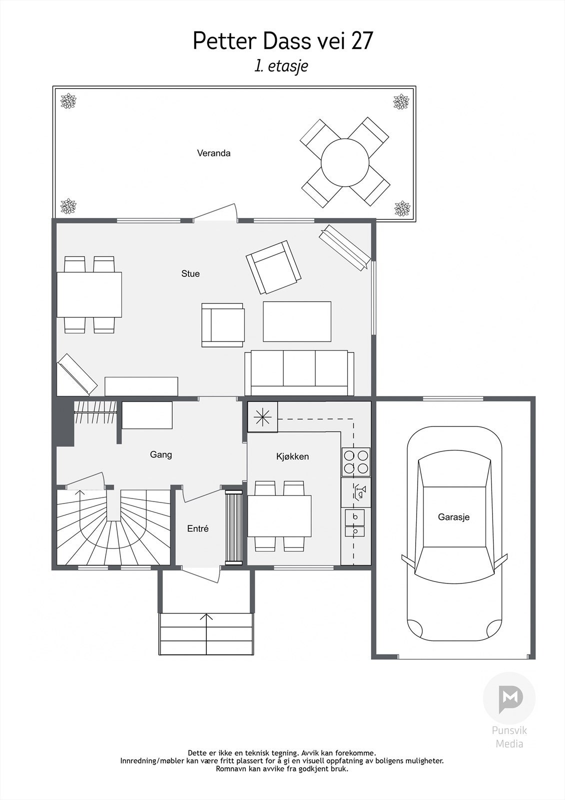 Plantegning 1. etasje Galleribilde