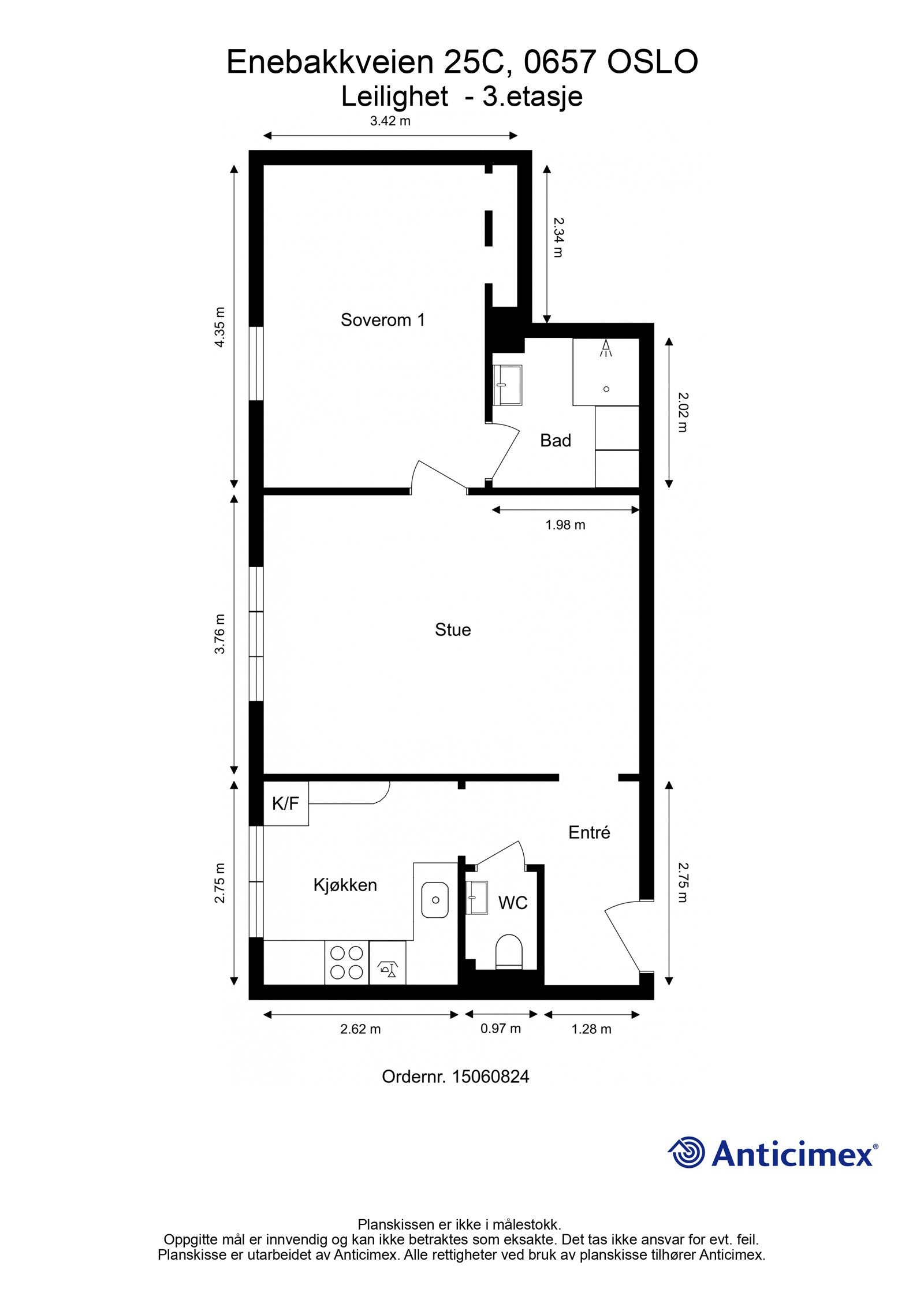 Plantegning i 2D med mål. Det medfølger i tillegg en ekstern kjellerbod på 5 kvm. Galleribilde