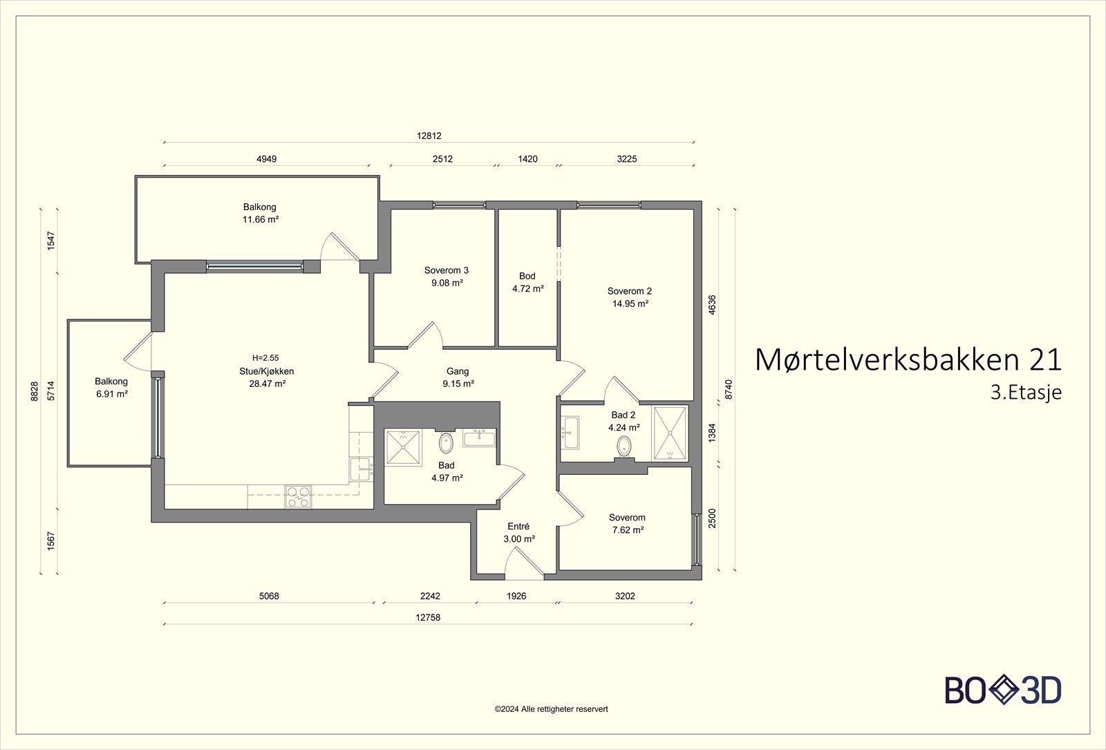 Leiligheten har en god planløsning og byr på to balkonger! Galleribilde