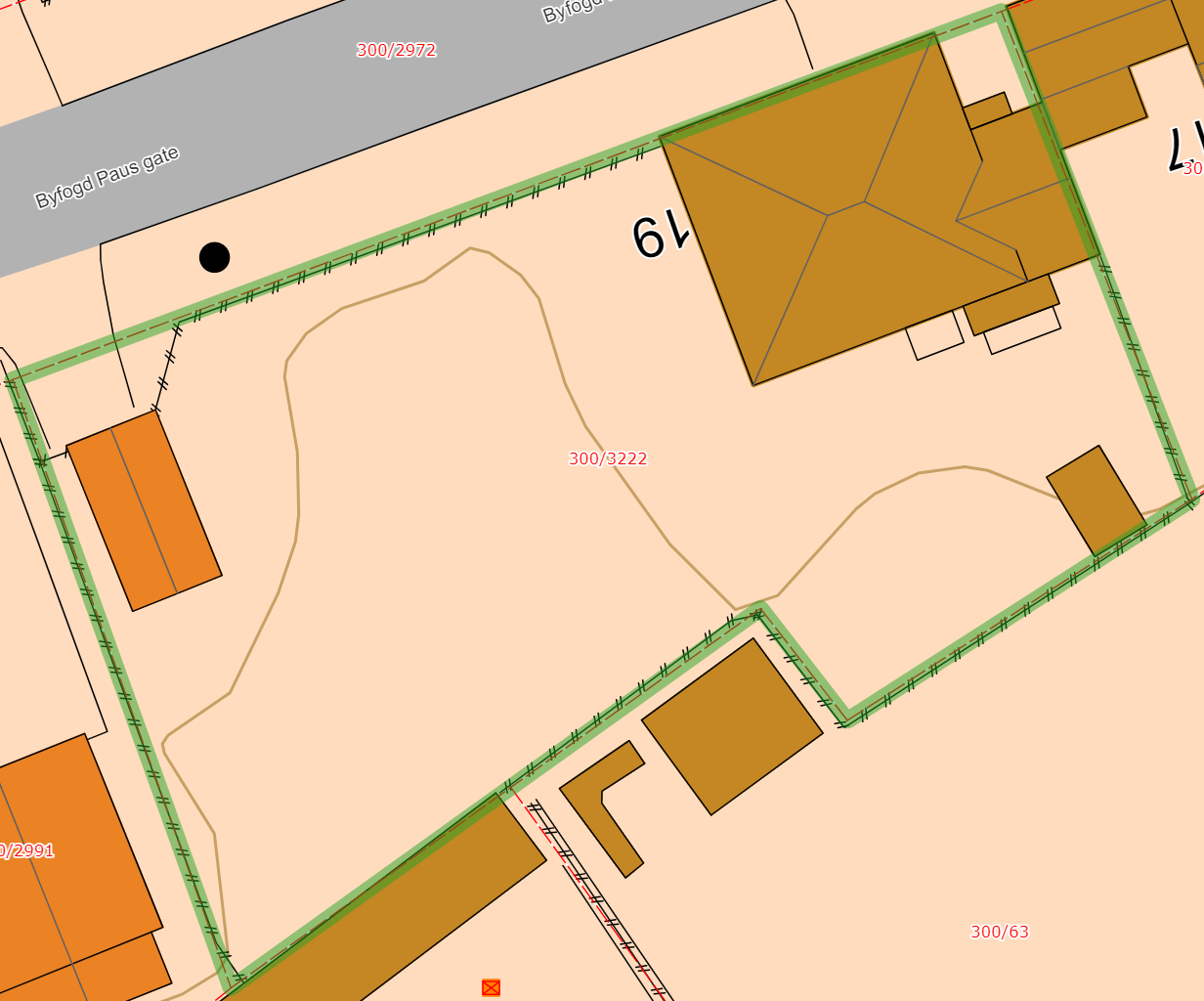 Kart over tomten, Byfogd Paus gate 19 Galleribilde